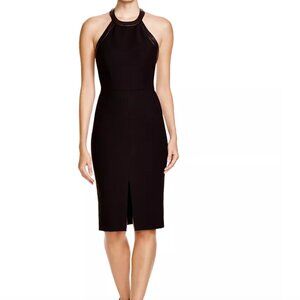Alice + Olivia Jase Leather Trim Dress
